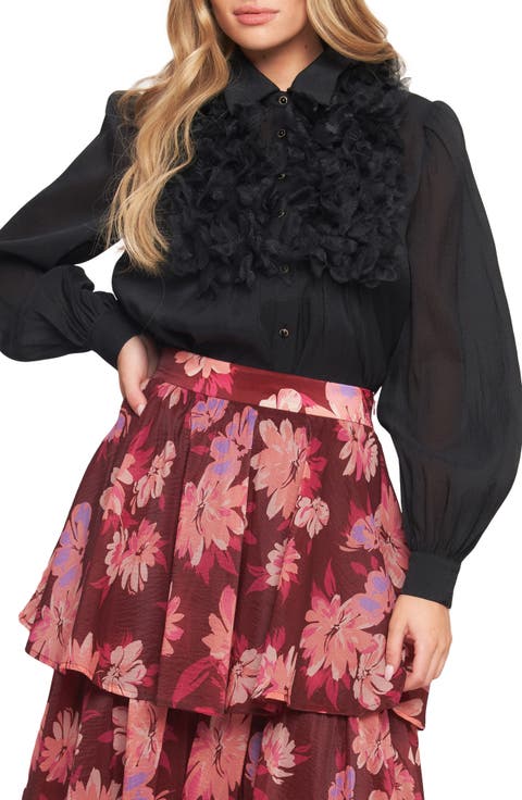 Floral Appliqué Button-Up Shirt