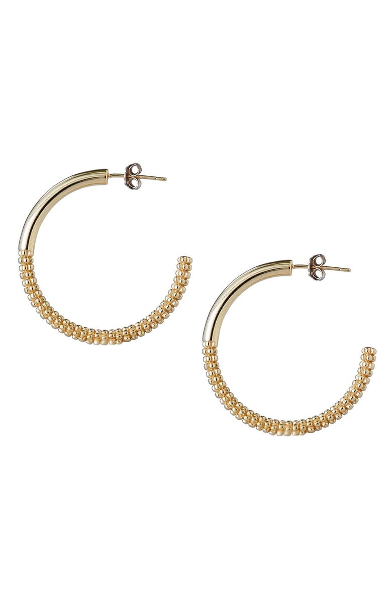 Argento Vivo Sterling Silver Large Dual Texture Hoop Earrings, Alternate, color,
