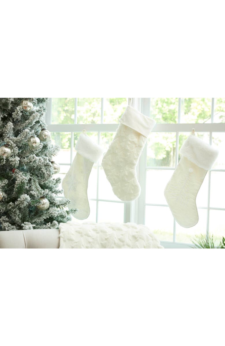 C&F Home White Christmas Snowflake Hanging Christmas Stocking 20", Alternate, color, White