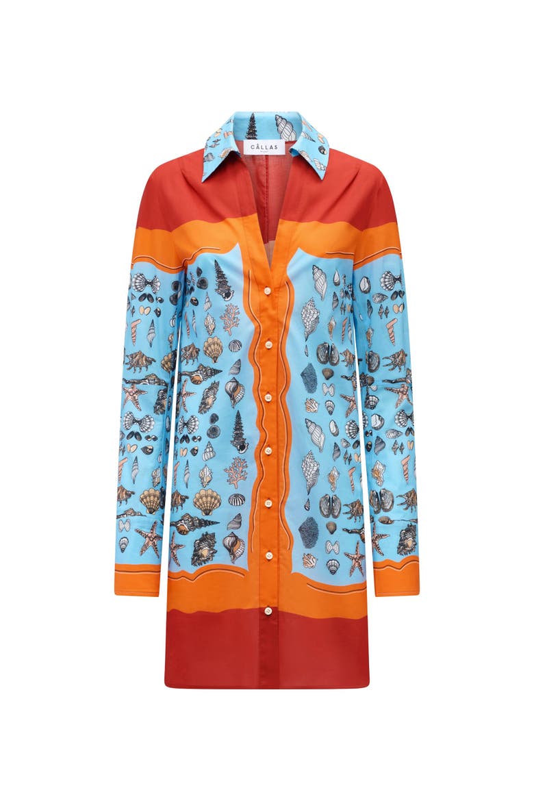 Charisse Printed shirt dress, Main, color, Orange / Blue