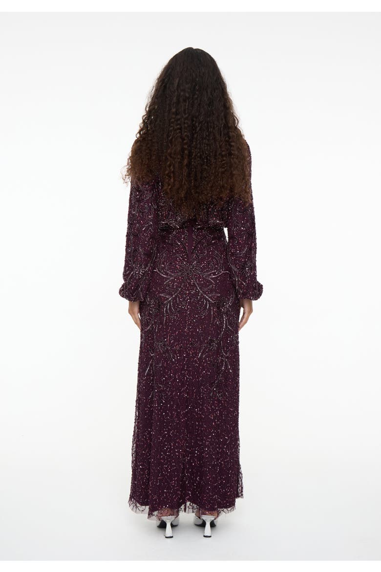 Modest Embellished Sequin Dress, Alternate, color, MAUVE