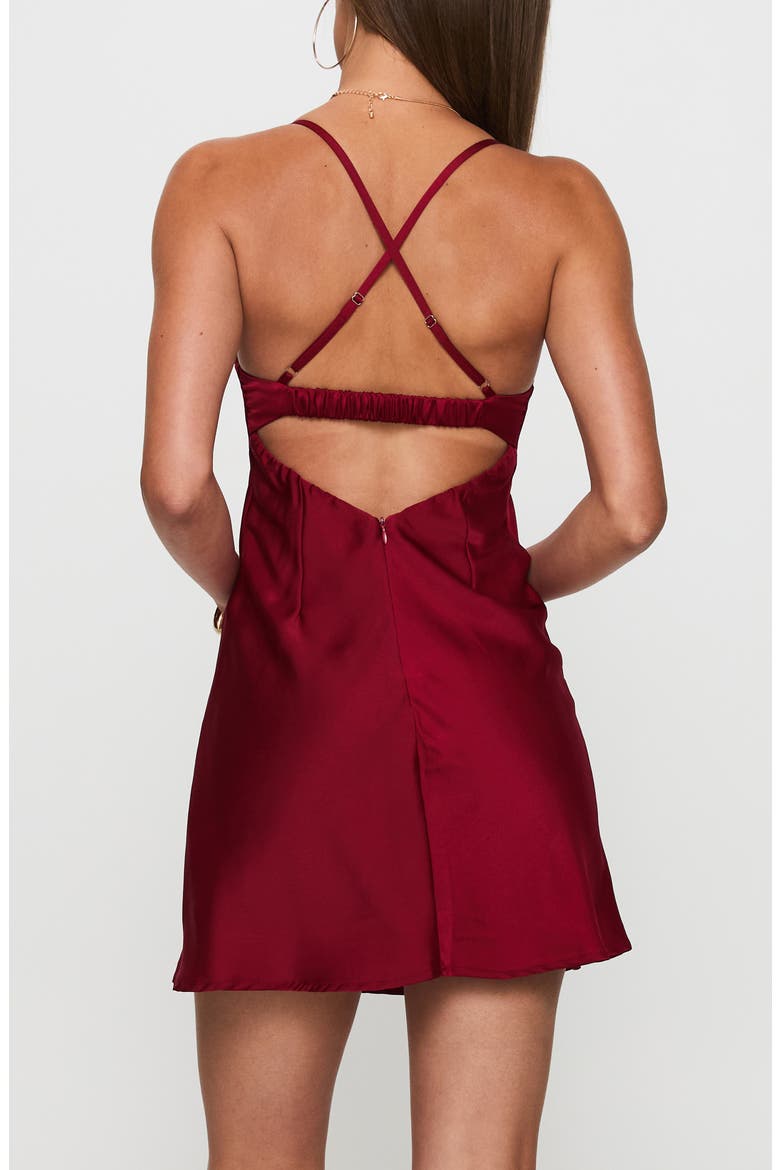 Glendon Satin Minidress, Alternate, color, BURGUNDY