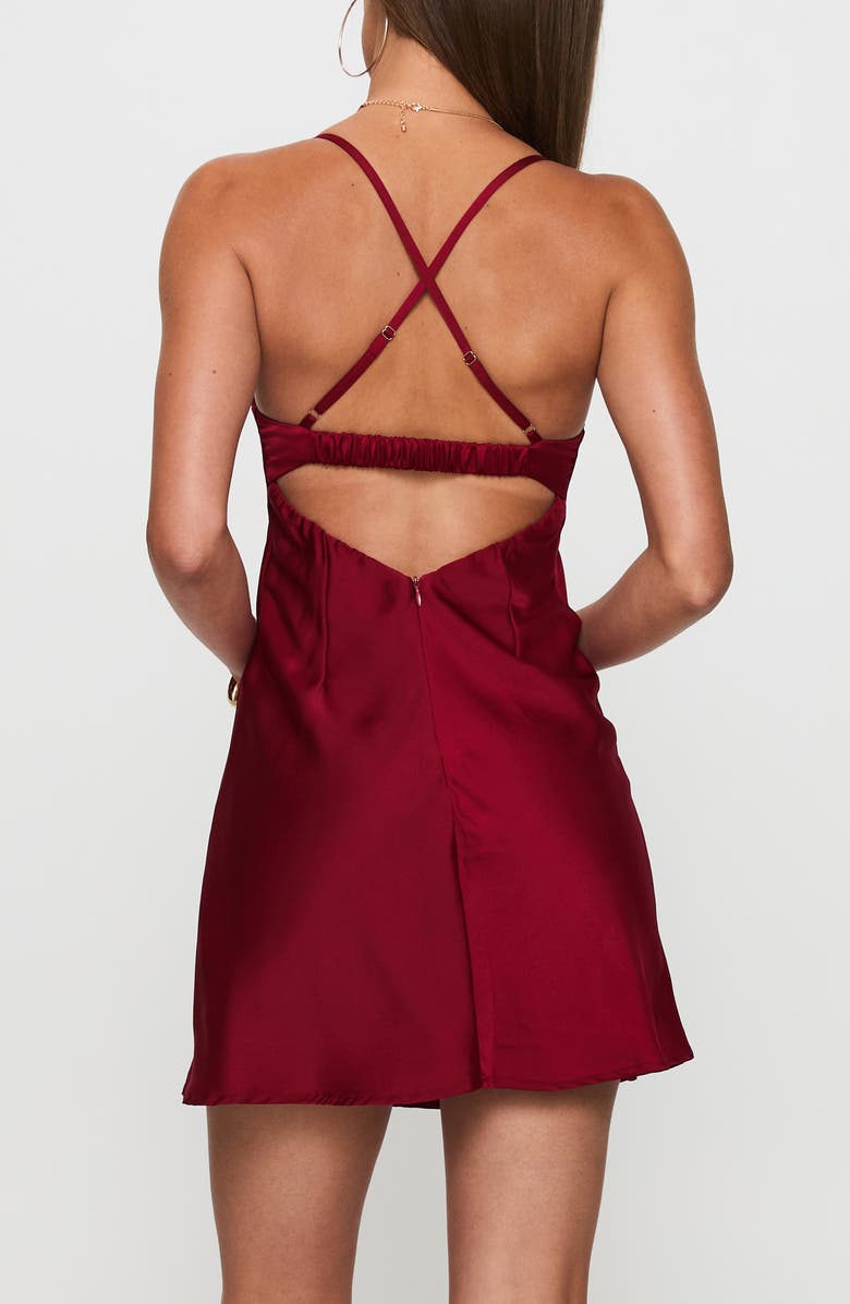 Princess Polly Glendon Satin Minidress, Alternate, color, Burgundy