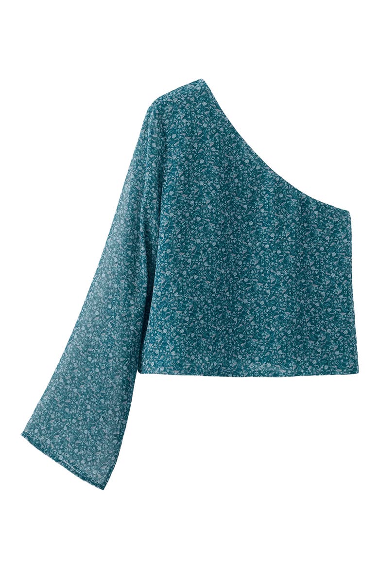 Print One-Shoulder Top, Alternate, color, PETROL BLUE