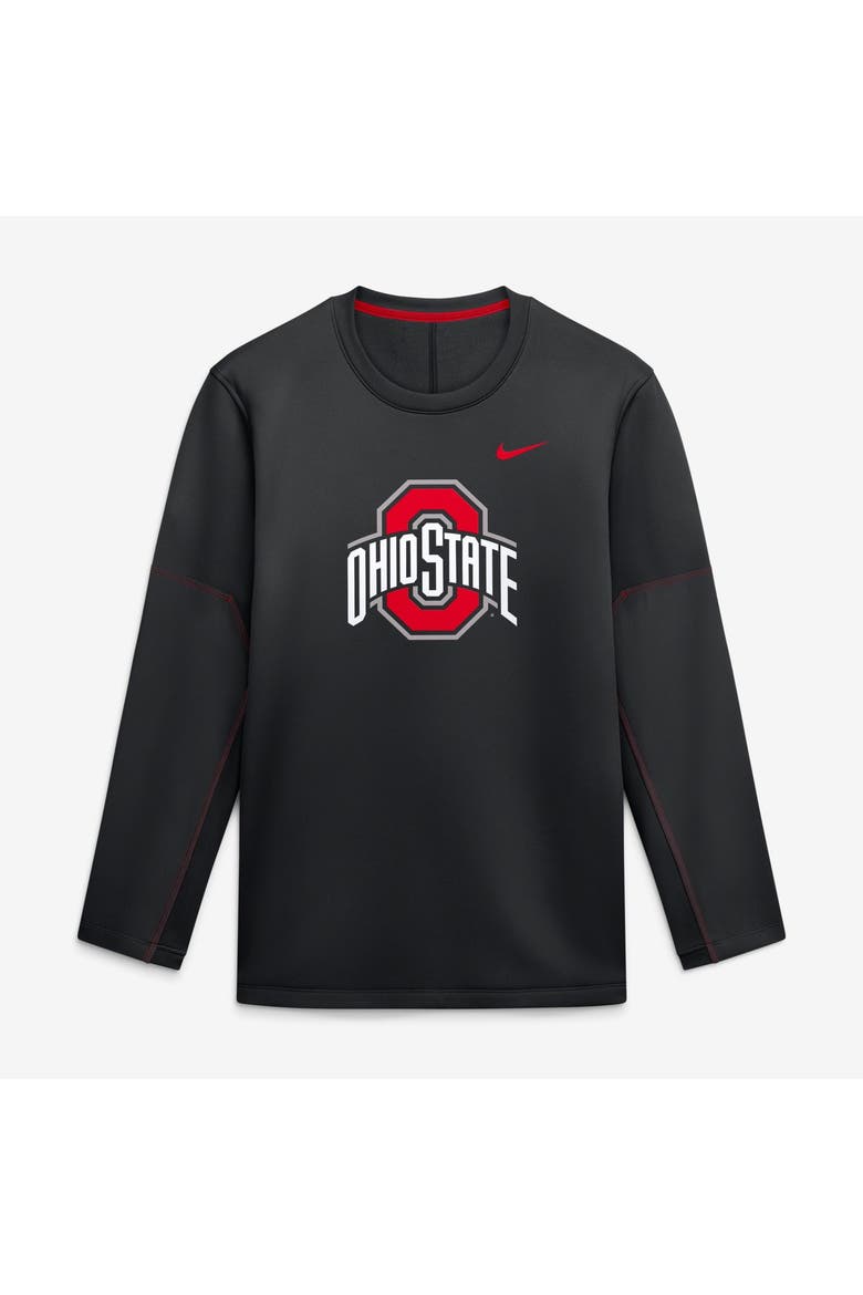 Men's Nike Black Ohio State Buckeyes 2026 Sideline Coaches Therma-FIT Long Sleeve Top, Main, color, Black