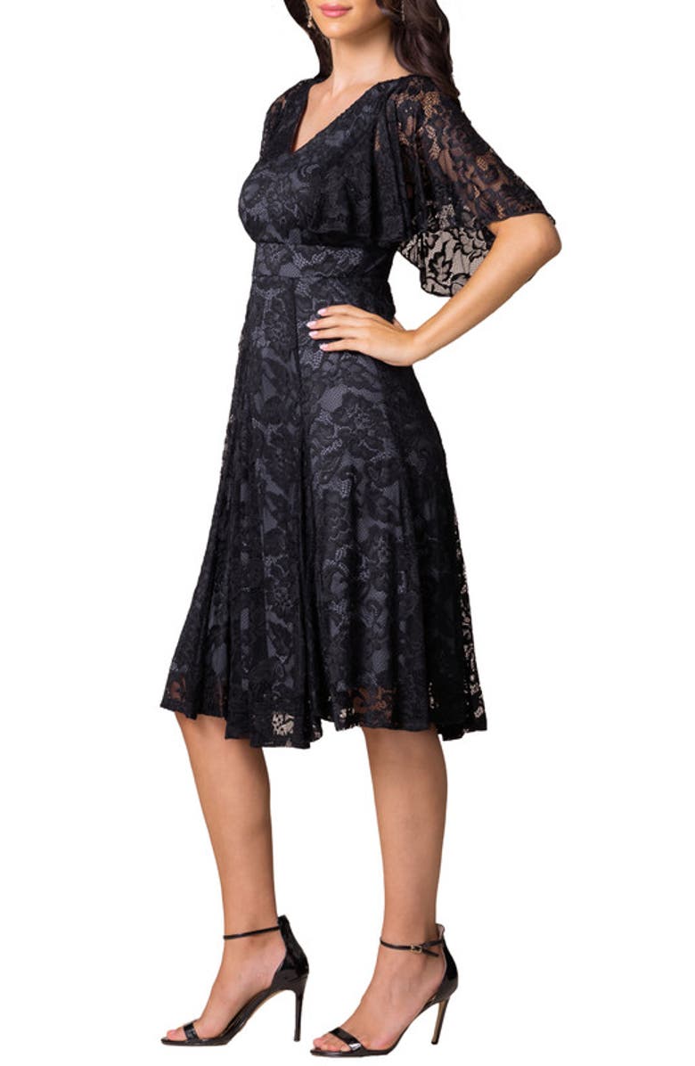 Kiyonna Camille Lace Cocktail Dress, Alternate, color, Storm Grey