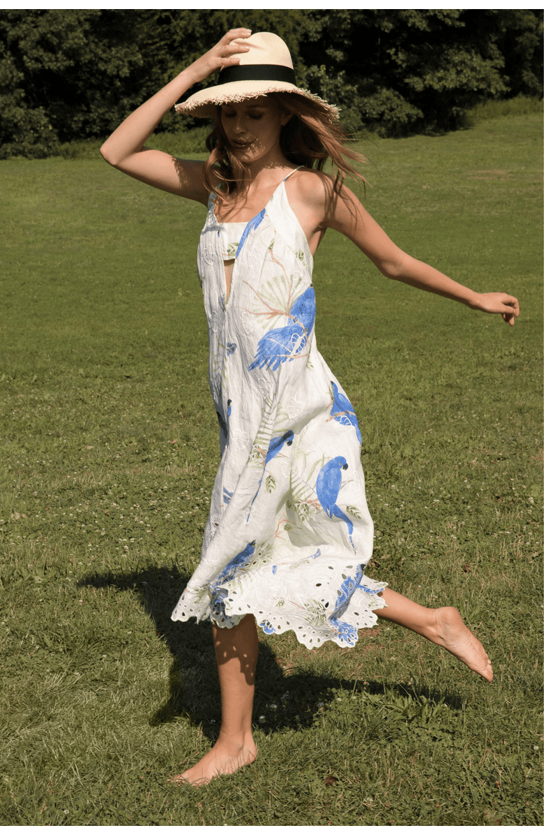 GUADALUPE DESIGN Parrot Dress, Alternate, color, Cream