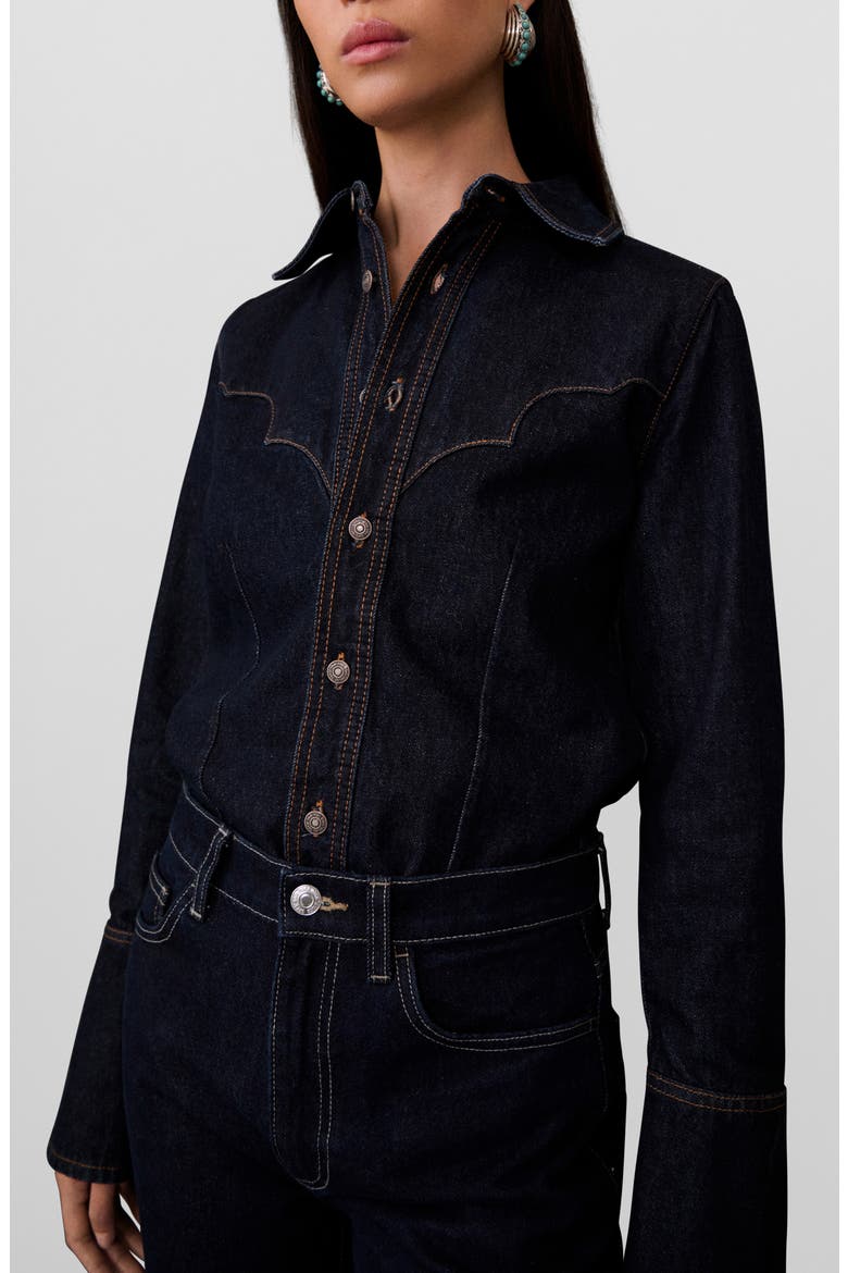 Western Denim Button-Up Shirt, Main, color, OPEN BLUE
