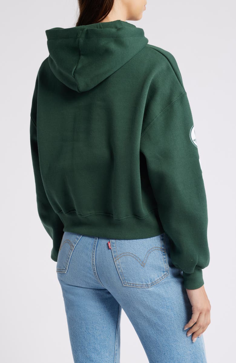 WEAR by Erin Andrews Women's WEAR by Erin Andrews Green Michigan State Spartans Mixed Media Cropped Pullover Hoodie, Alternate, color, Green