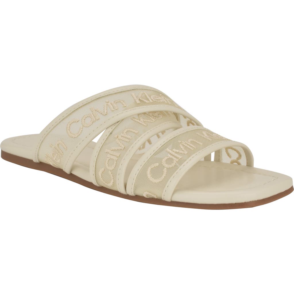 Calvin Klein Bestina Slide Sandal In White