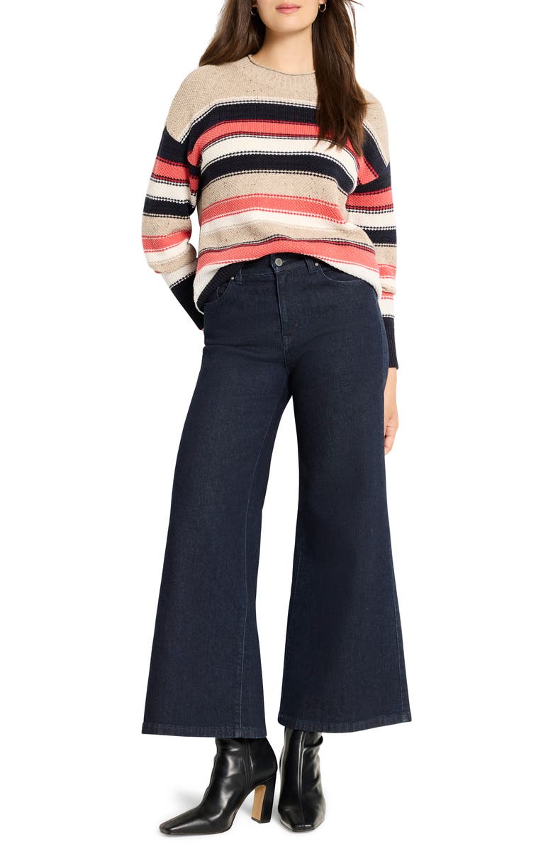NIC+ZOE Nep Stripe Cotton Blend Sweater, Alternate, color, Red Multi