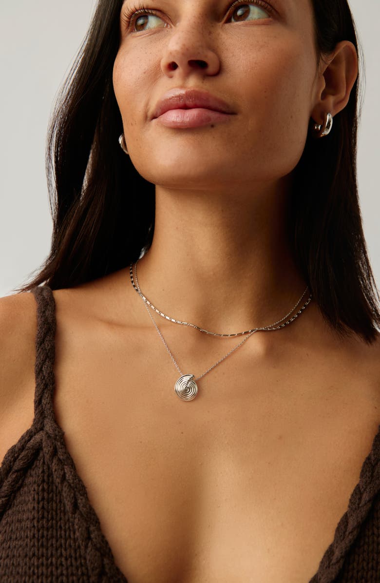Missoma Mini Spiral Pendant Necklace, Alternate, color, Silver