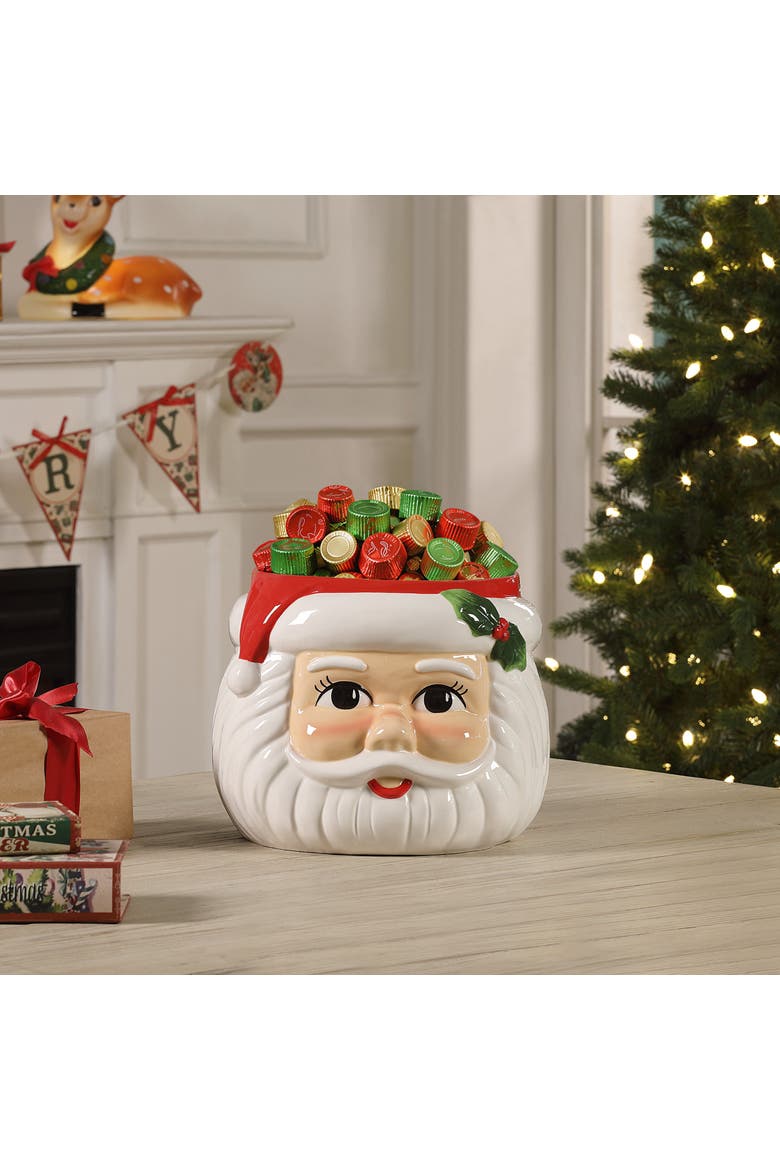 12 in. Giant Ceramic Santa Bowl, Alternate, color, Multicolored