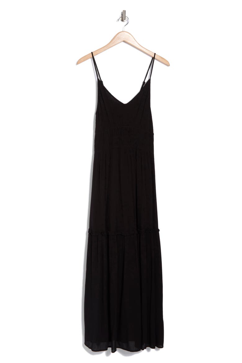 Alita Crinkled Gauze Maxi Dress, Alternate, color, BLACK