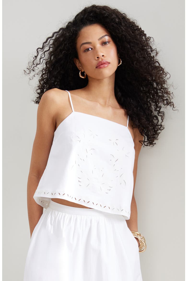 Embroidered Poplin Cami, Main, color, WHITE