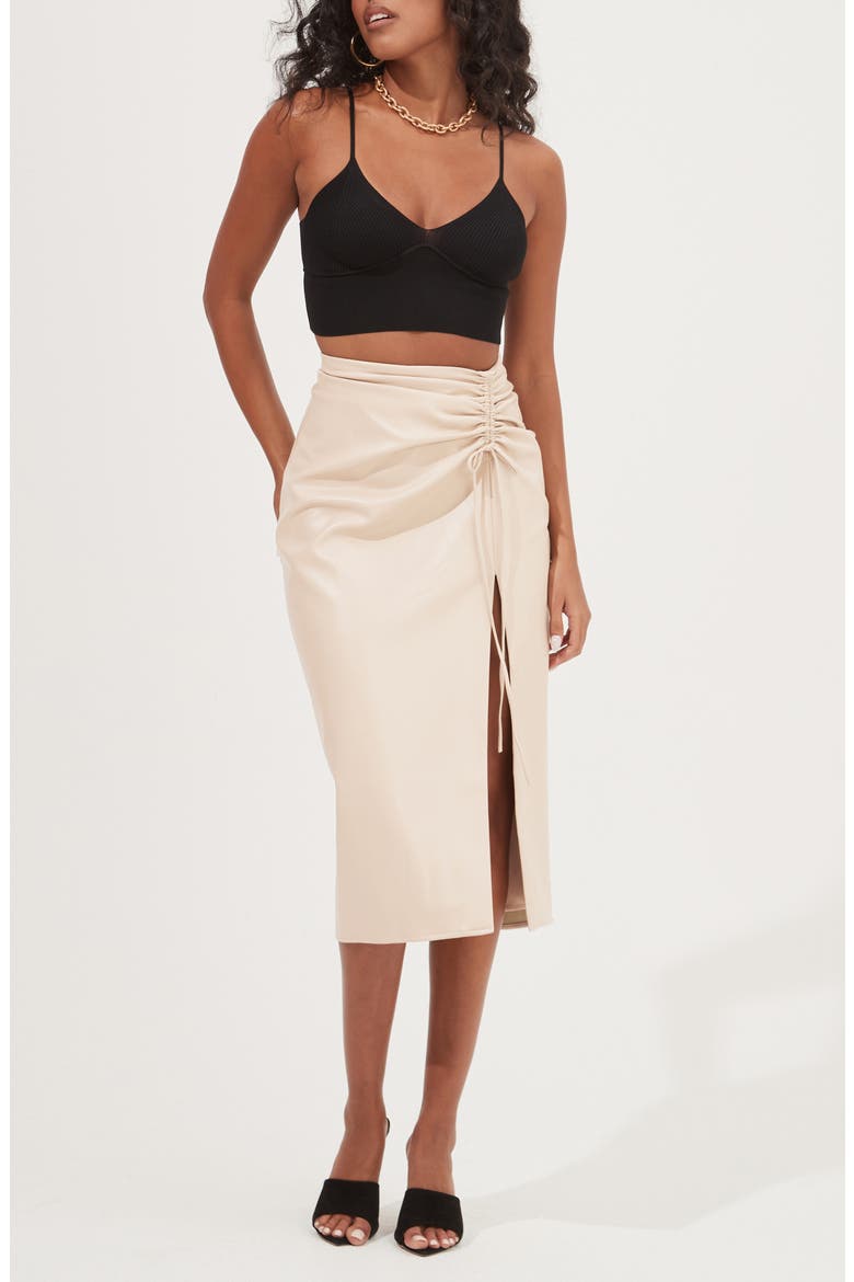 Alondra Faux Leather Skirt, Alternate, color, CREAM