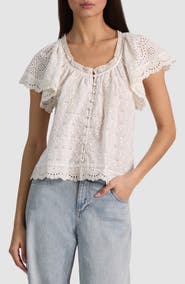 Alice + Olivia Odette Eyelet Lace Top