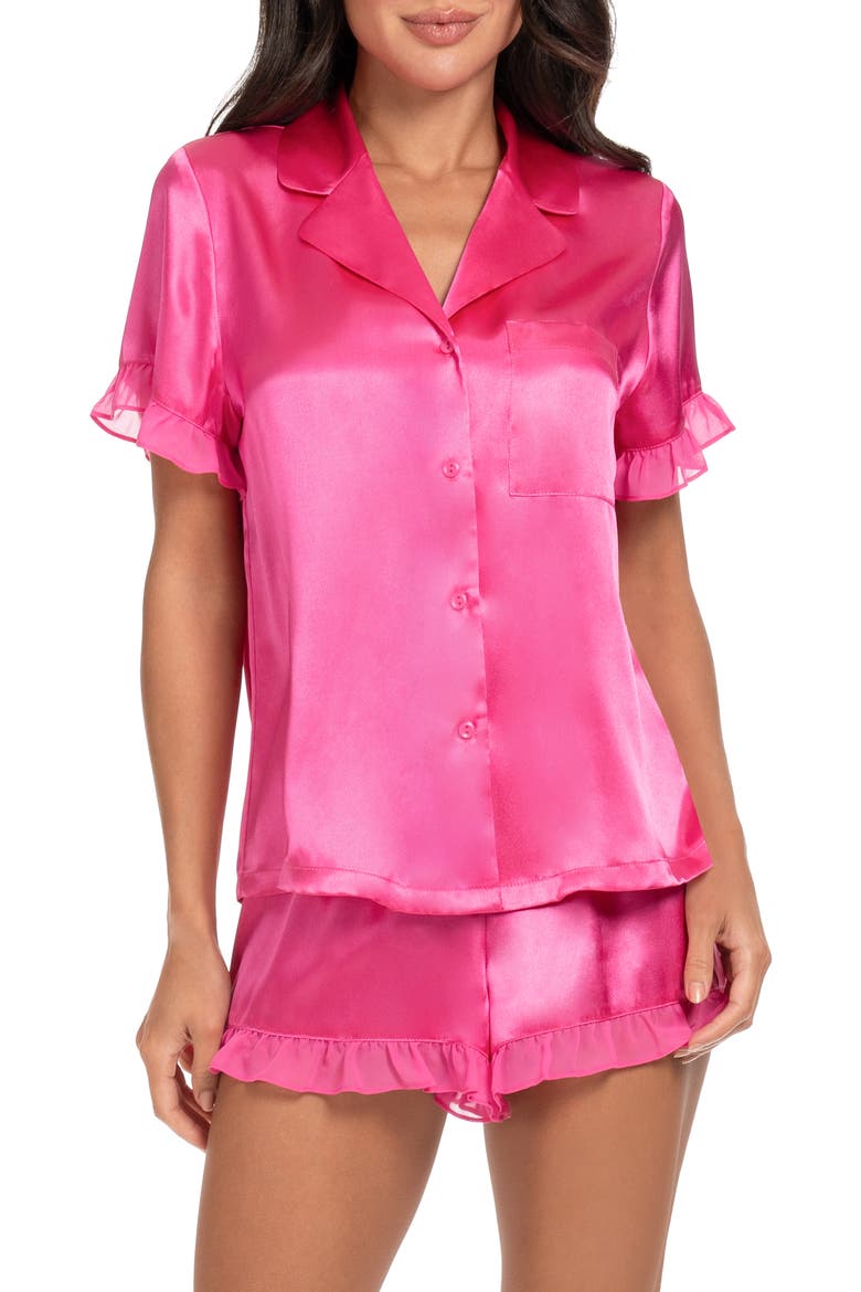 Alice Ruffle Trim Short Pajamas, Main, color, HOT PINK