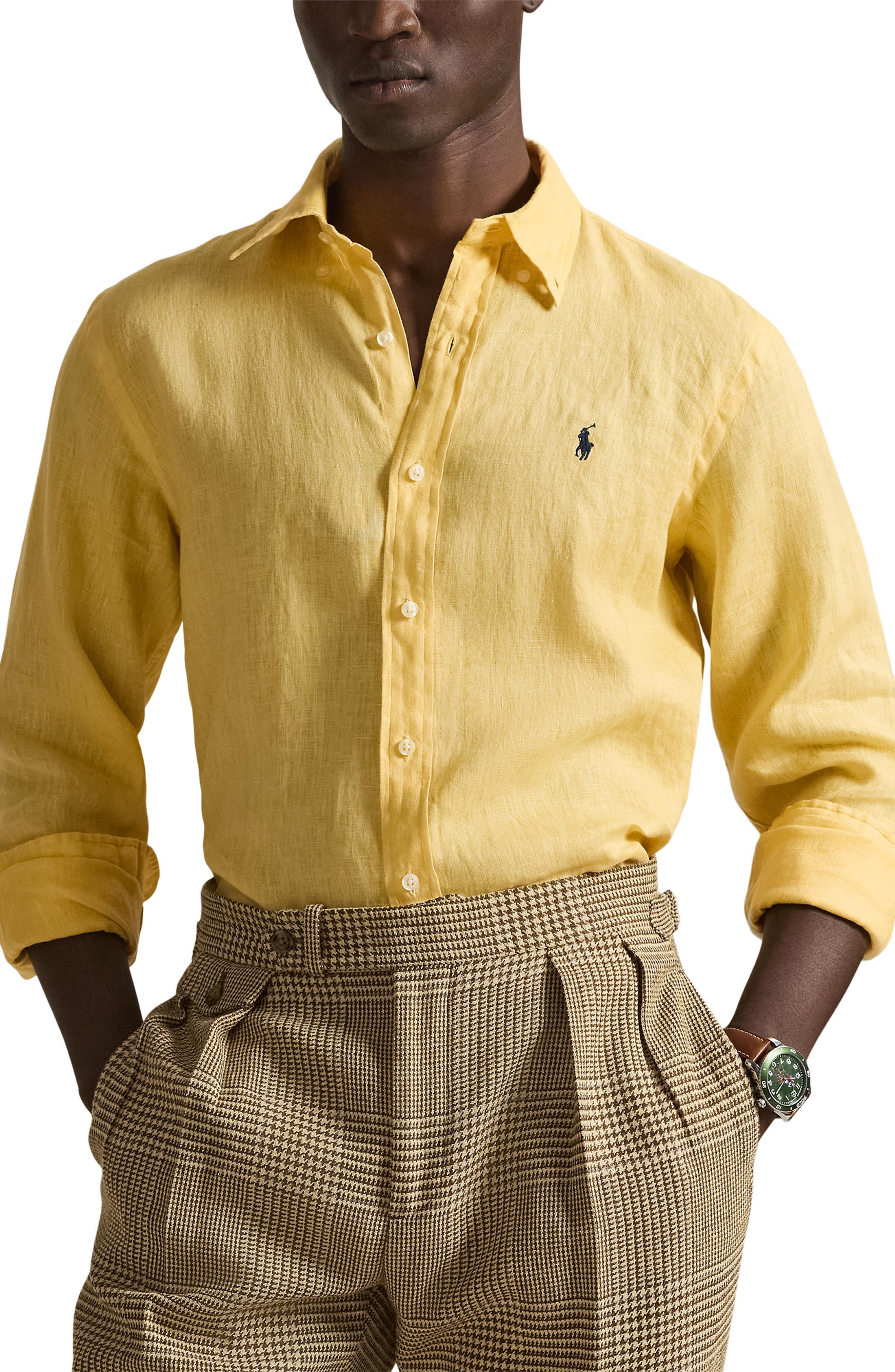 Classic Fit Linen Button-Down Shirt