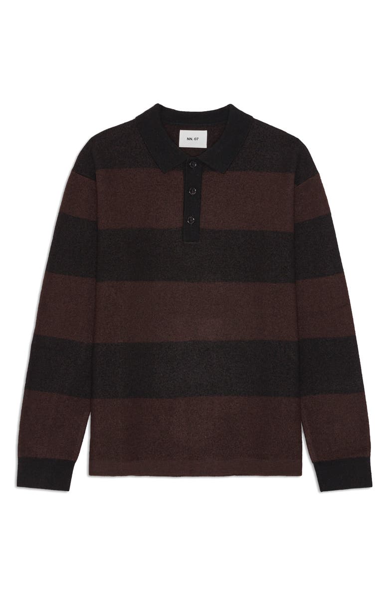 NN07 Long Sleeve Wool Rugby Polo Sweater, Alternate, color, Black