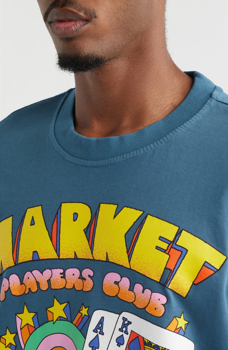 MARKET Players Club Cotton Graphic T-Shirt, Alternate, color, Pebble Blue