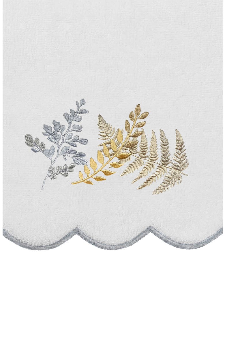 3-Piece Fern Toss Embroidered Turkish Cotton Towel Set, Alternate, color, WHITE/ GRAY
