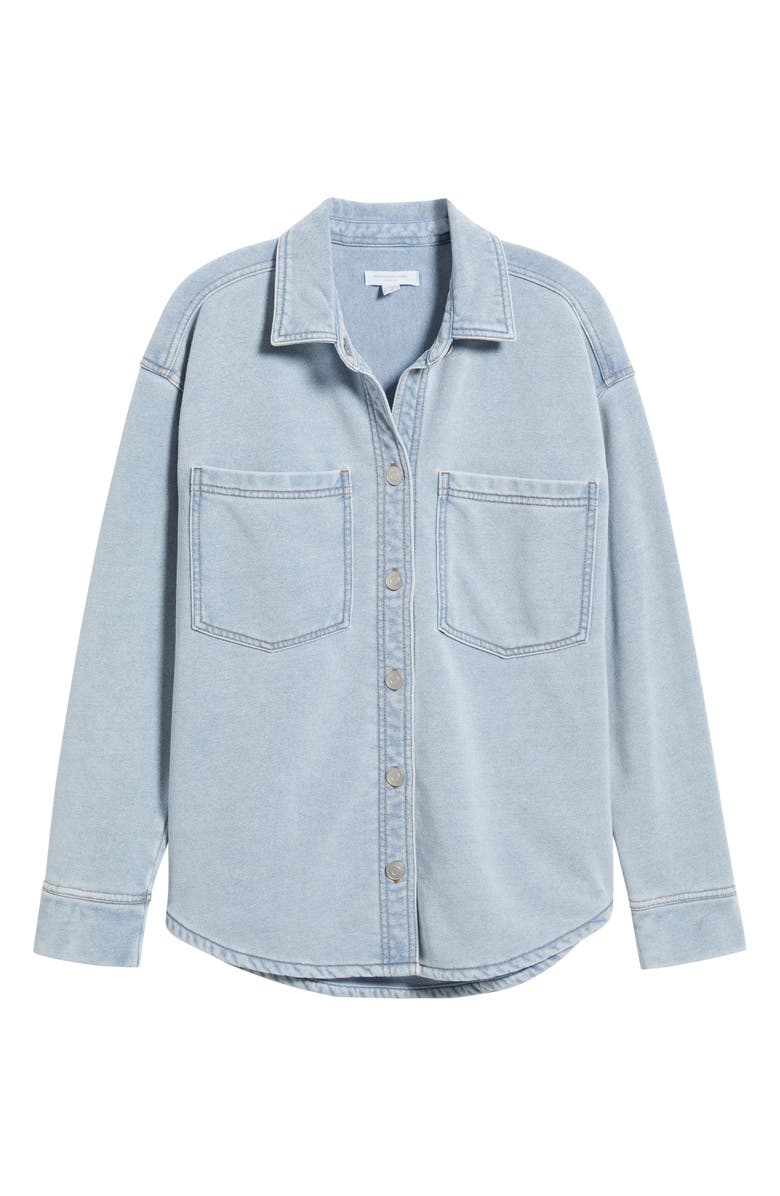 beachlunchlounge Tania Washed Cotton Blend French Terry Button-Up Shirt, Alternate, color,