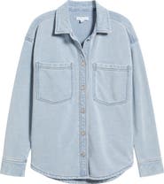 beachlunchlounge Tania Washed Cotton Blend French Terry Button-Up Shirt