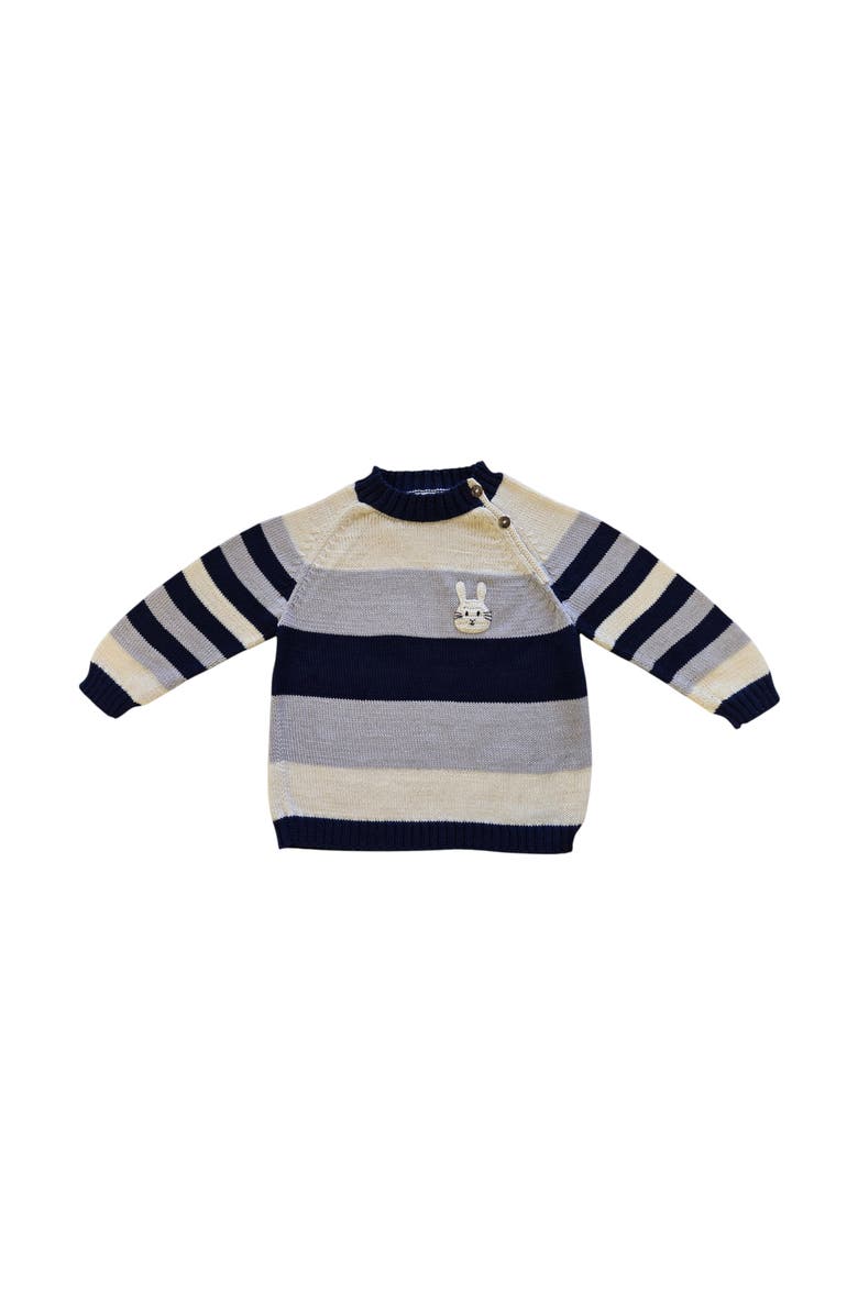 Melange Collection Bunny Striped Sweater, Alternate, color, Ivory