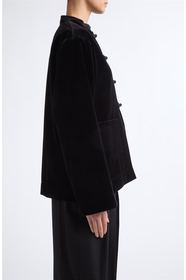 Pankou Closure Cotton Velveteen Jacket, Alternate, color, BLACK