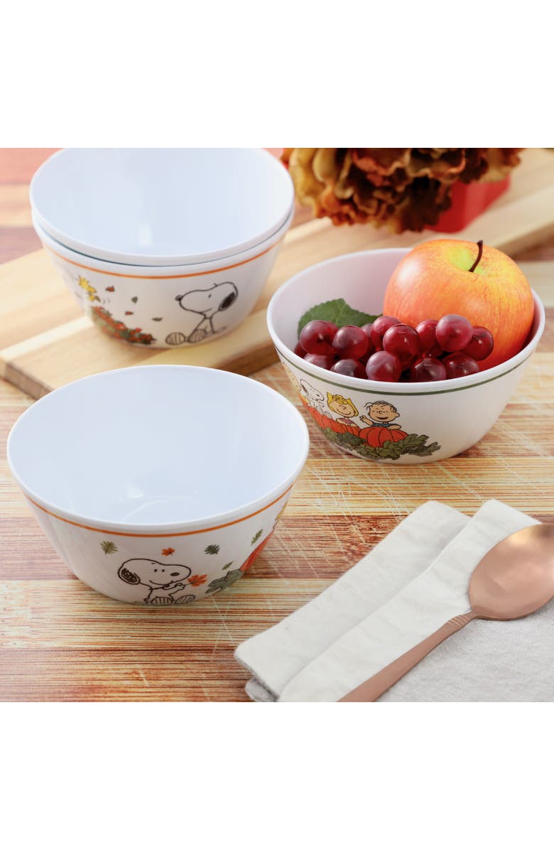 PEANUTS Happy Fall 4 Piece 5.8 Inch Round Melamine Cereal Bowl Set, Alternate, color, Assorted
