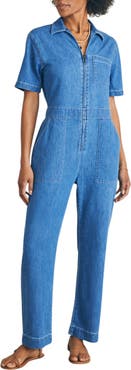 Faherty Organic Cotton Blend Denim Jumpsuit