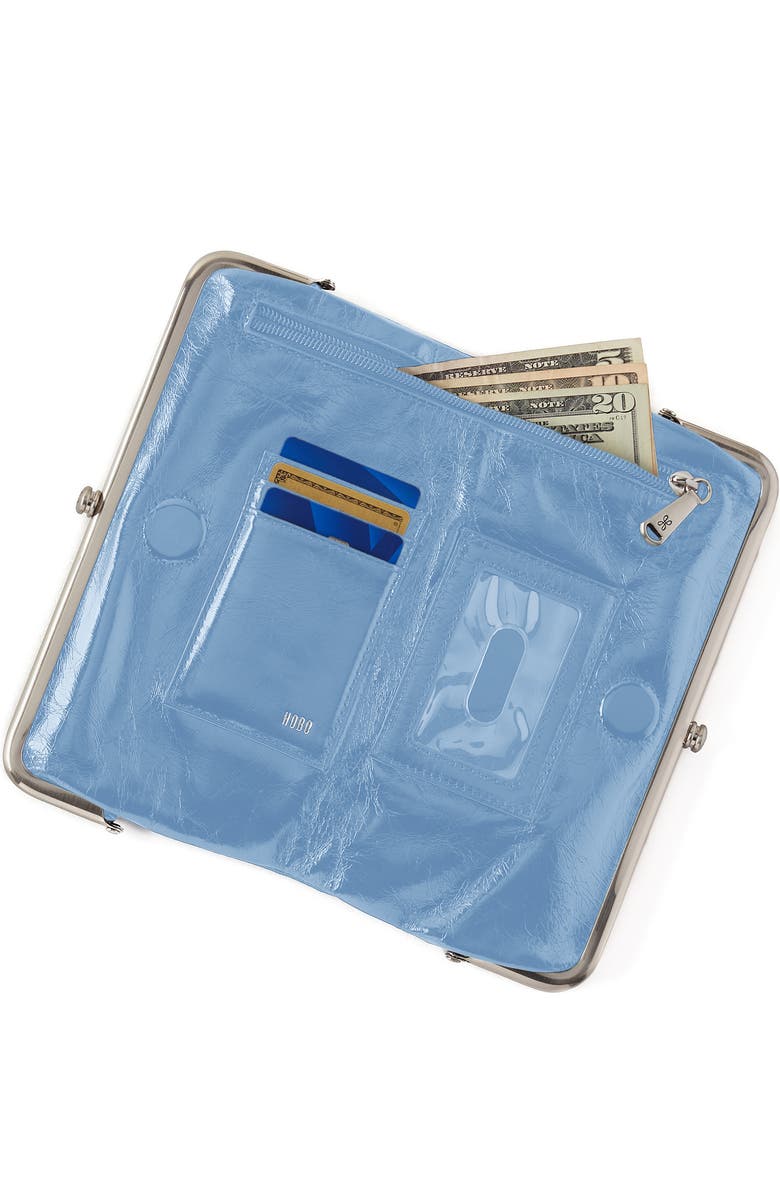 HOBO Lauren Leather Double Frame Clutch, Alternate, color, Faded Denim