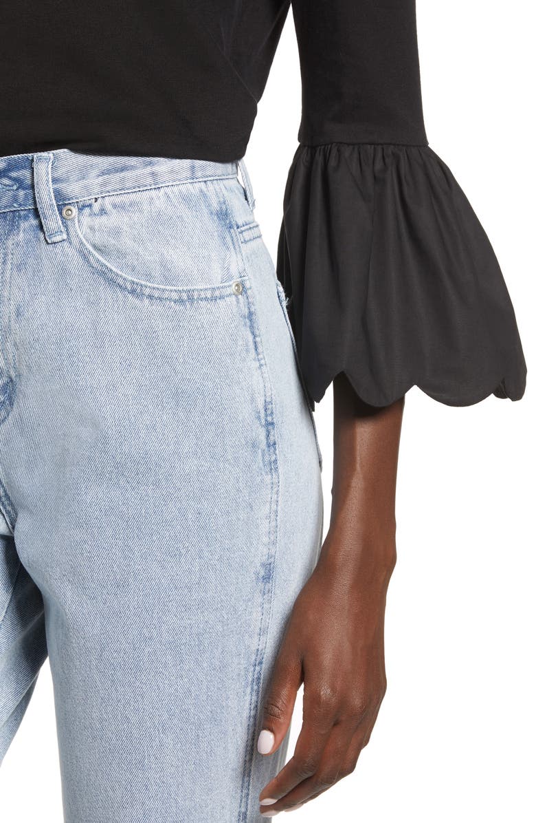 English Factory Scallop Bell Sleeve T-Shirt, Alternate, color,