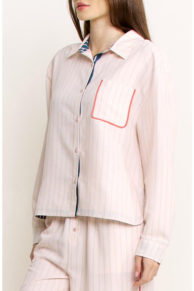 Brunch Date Button-Up Shirt, Alternate, color, FLORA STRIPE