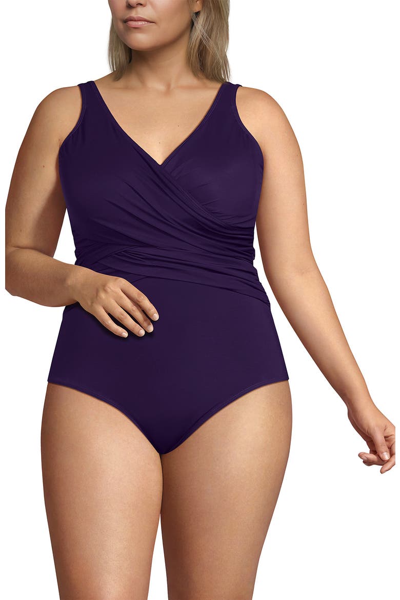 SlenderSuit Wrap One Piece Swimsuit, Alternate, color, Blackberry