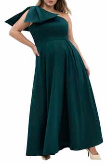 City Chic Captivate Bow One-Shoulder A-Line Gown