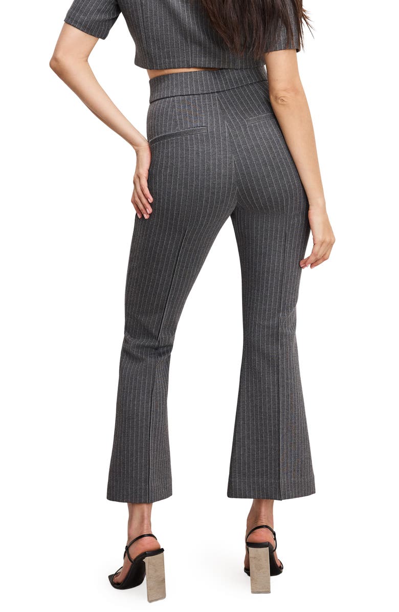 Good American Soft Ponte Kick Flare Ankle Pants, Alternate, color, Suiting Pinstripe001
