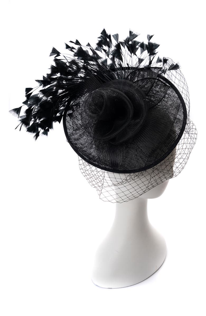 Collection XIIX Sinamay Flower Net Fascinator, Alternate, color, Black