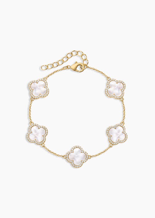 Electric Picks Icon White Clover Bracelet in Gold 