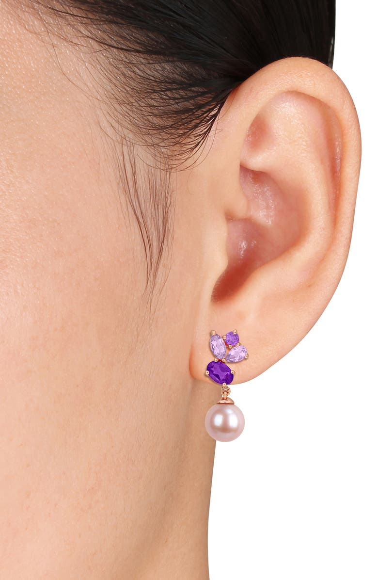 DELMAR Amethyst & Pink Cultured Pearl Pendant Necklace & Drop Earrings Set, Alternate, color, 