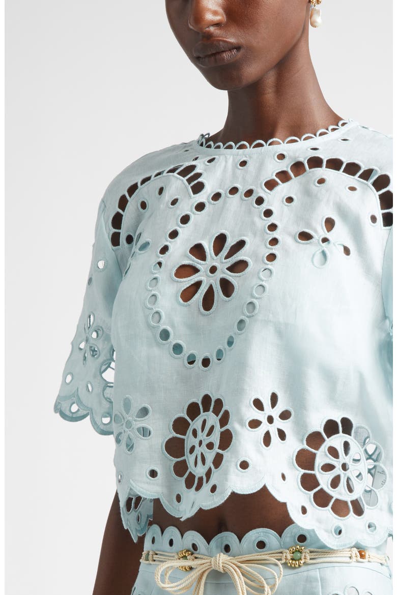 Awaken Embroidered Linen Crop Top, Alternate, color, MINT