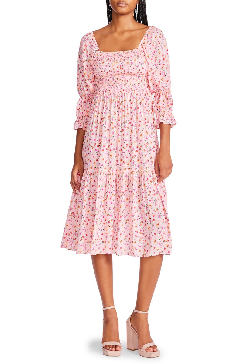 Betsey Johnson Ditsy Rose Chiffon Midi Dress, Main, color,