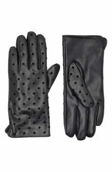 Flock Dotted Faux Leather Gloves