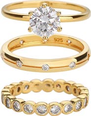 Bearfruit Jewelry 18K Gold Plated Sterling Silver Golden Gala Ring Trio Gift Idea