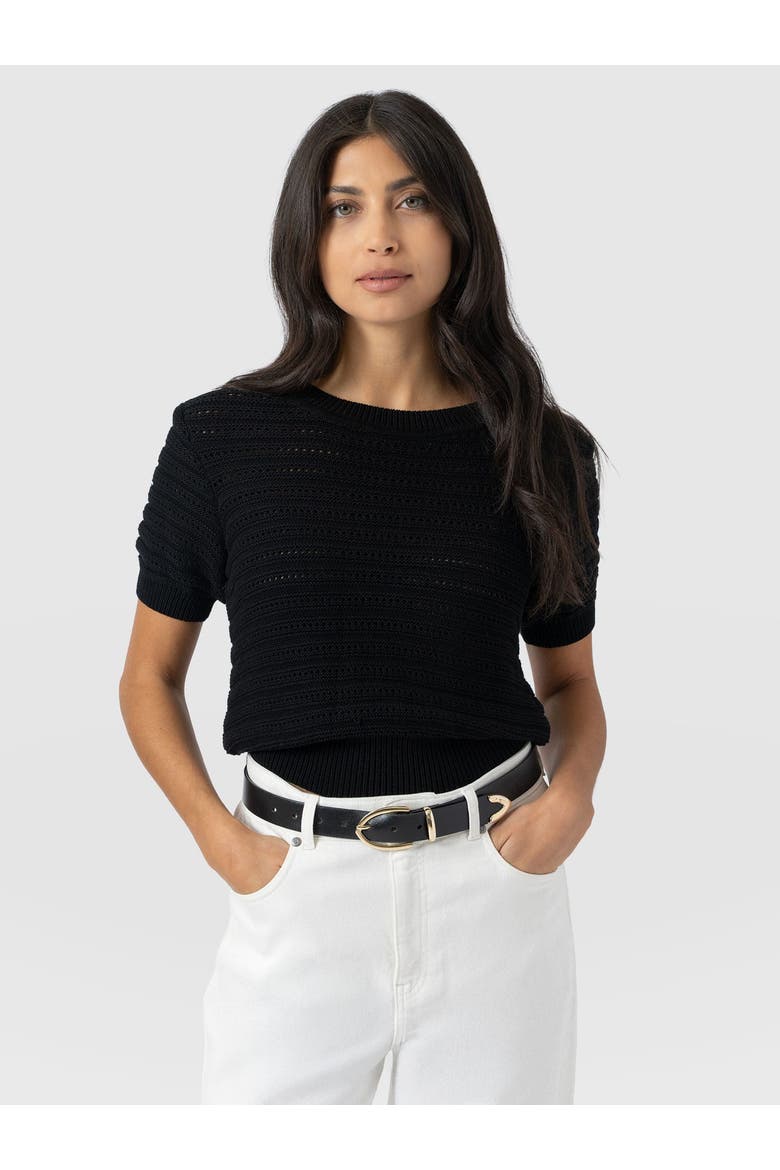Ester Short Sleeve Knit, Alternate, color, Black