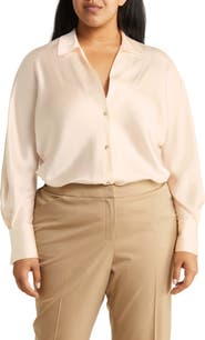 Vince Fitted Silk Button-Up Blouse