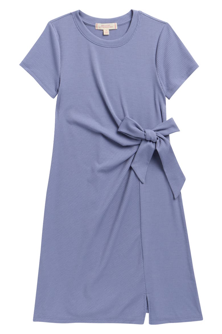 Kids' Side Tie T-Shirt Dress, Main, color, LIGHT BLUE