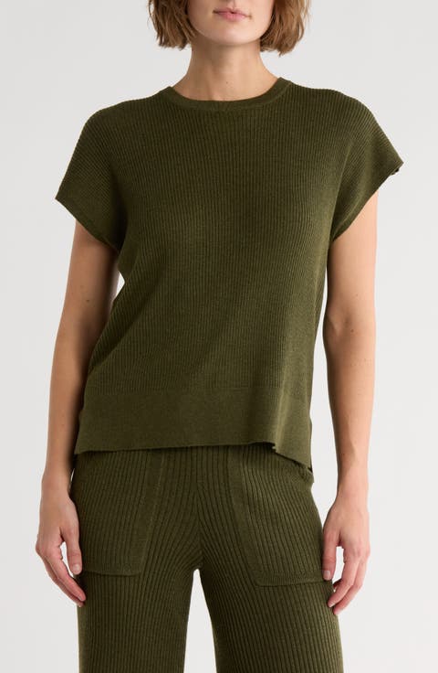 Ribbed Short Sleeve Sweater