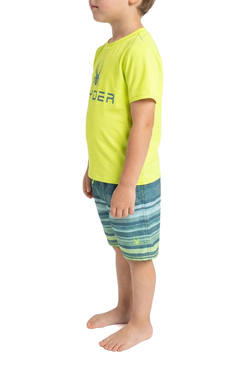 Kids' Rashguard Top & Swim Trunks Set, Alternate, color, MALLARD GREEN